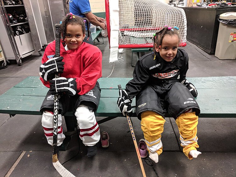 Amani and Sifa Abla live near Clark Park and are in the Learn to Skate program.