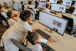 CODE313 teaches computer coding skills to students ranging in ages from 7 to 17 years old.