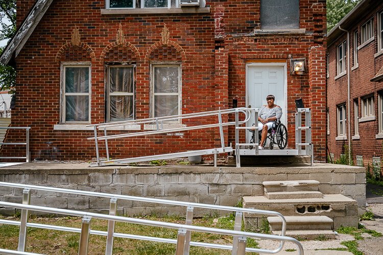 A longview of Schlann Dillard's new wheelchair ramp.