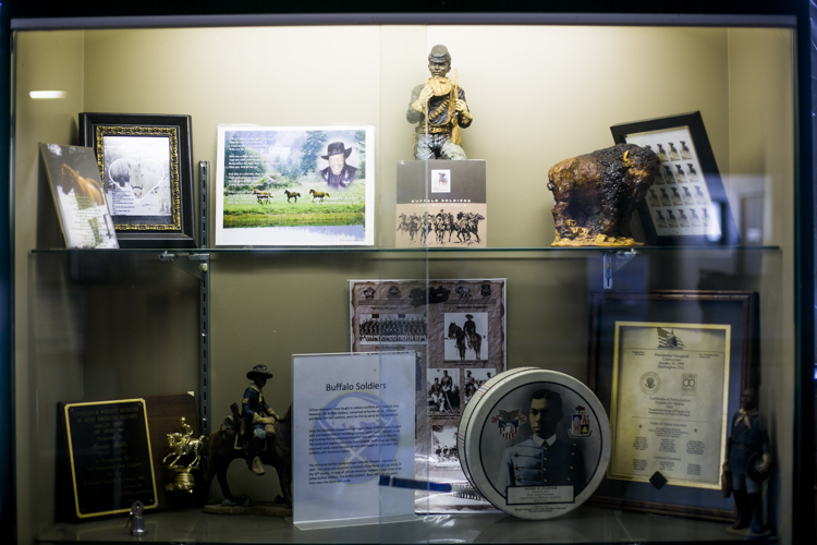 Buﬀalo Soldier memorabilia on display at the BHSA center.