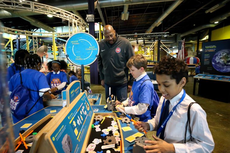 Students learn through activities at the Michigan Science Center.