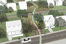 This rendering gives a feel for how the nonmotorized route will look. Courtesy City of Detroit.
