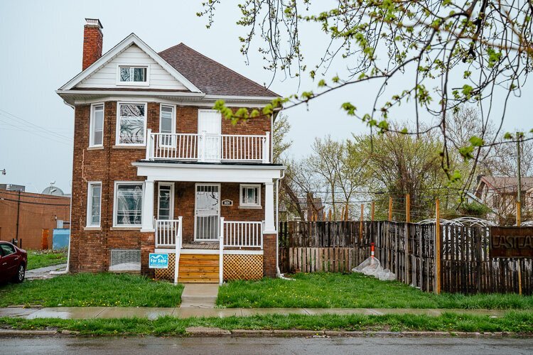 A two-flat at 1024 Navahoe St. in Detroit.