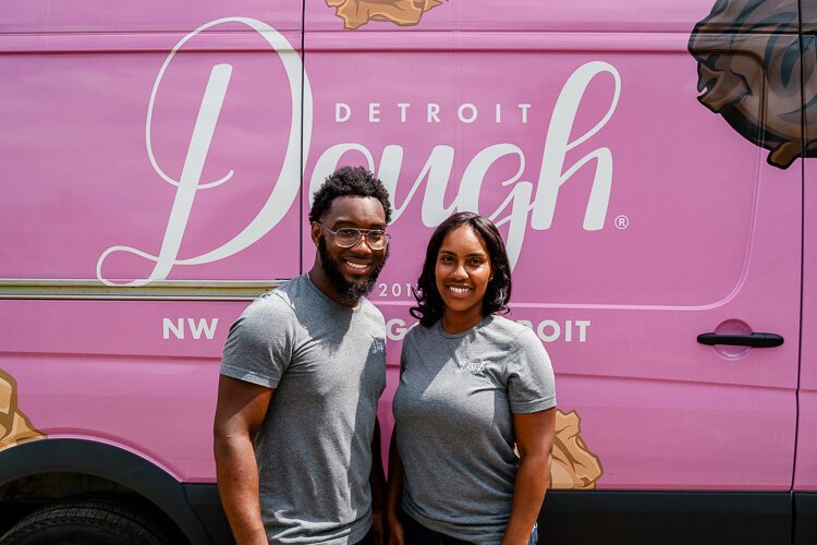 Daniel and Victoria Washington are two of the three co-founders of Detroit Dough. Washington had "NW Goldberg" emblazoned on the side of the truck.