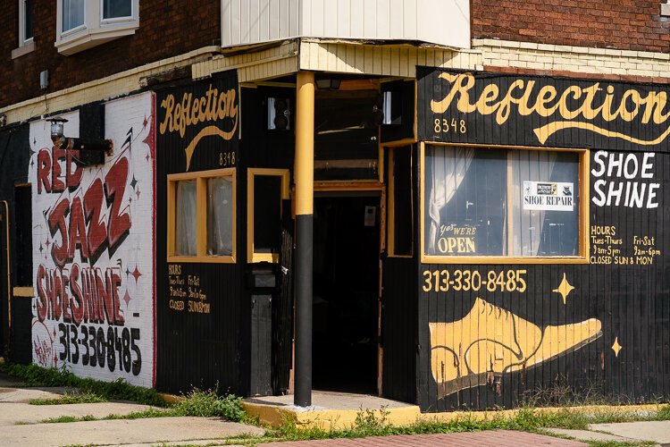 David Boggon, nephew of the owner of Red's Jazz Shoe Shine, operates Reflections down the street from where Red's Jazz Shoe Shine will reopen.