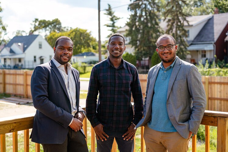 Century Partners' David Alade, Ishma Best, and Andrew Colom. Alade says his firm is excited to be working on the project and was motivated partly by a desire to bring development attention to a different part of Detroit.