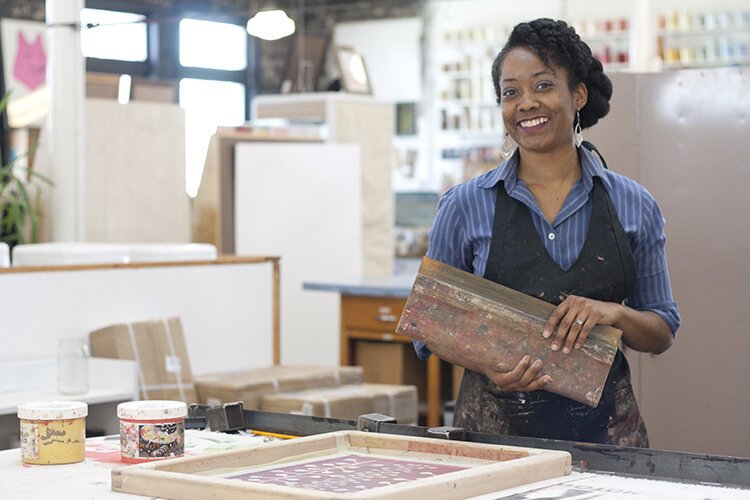 Shayla Johnson is the founder of Scarlet Crane, a textile printing house in Detroit.