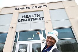 John Fuse, Community Health Worker with the Berrien County Health Department, stands outside the department’s building in Benton Harbor.