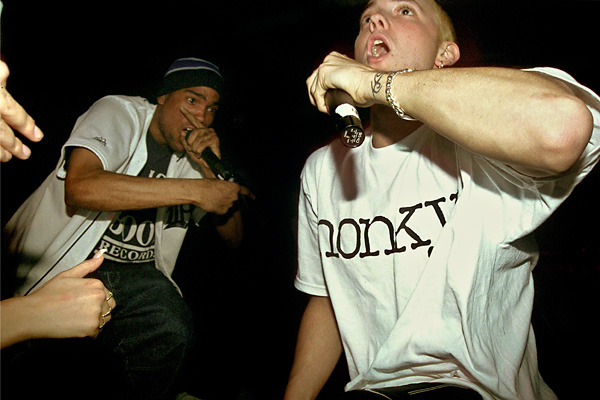 Eminem, with Proof, at an East Side rave, 1999