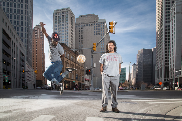 John Brown III and Fletcher Sharpe, co-hosts of The Outer Drive, a podcast about soccer in Detroit