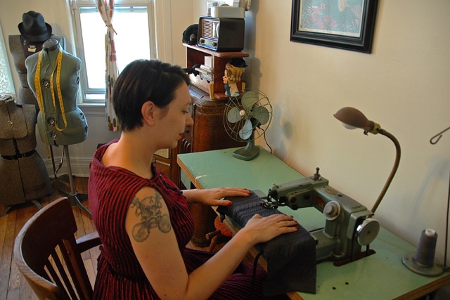 Sarah Ayers sewing