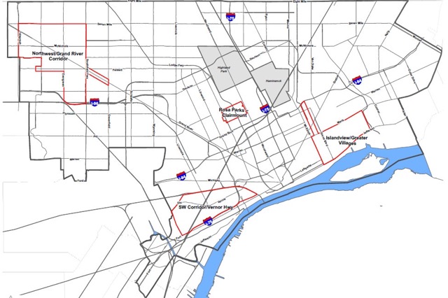 Map of neighborhoods targeted for funding