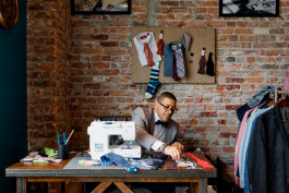 Ne'Gyle Beaman runs the shop Bleu Bowtique, a seller of custom ties