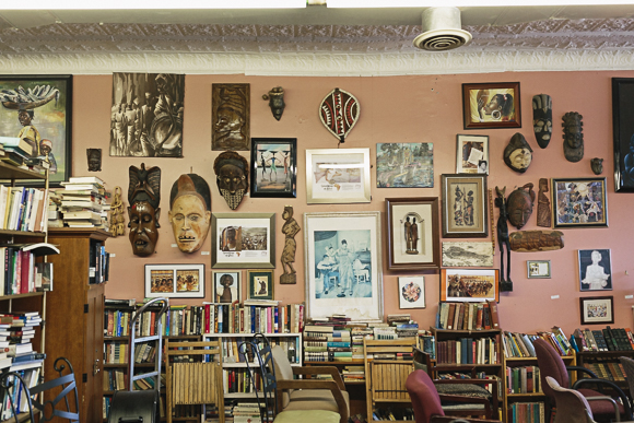 Collection of books and art at Nandi’s Knowledge Café