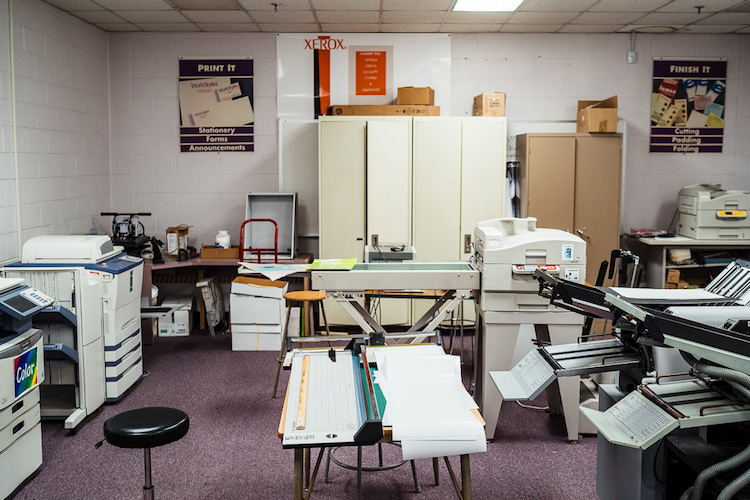 Workspace in the Graphics and Printing Technology room
