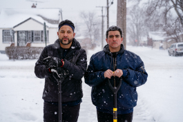 Detroit Snow Team volunteers Rico Razo and Ben Castaneda