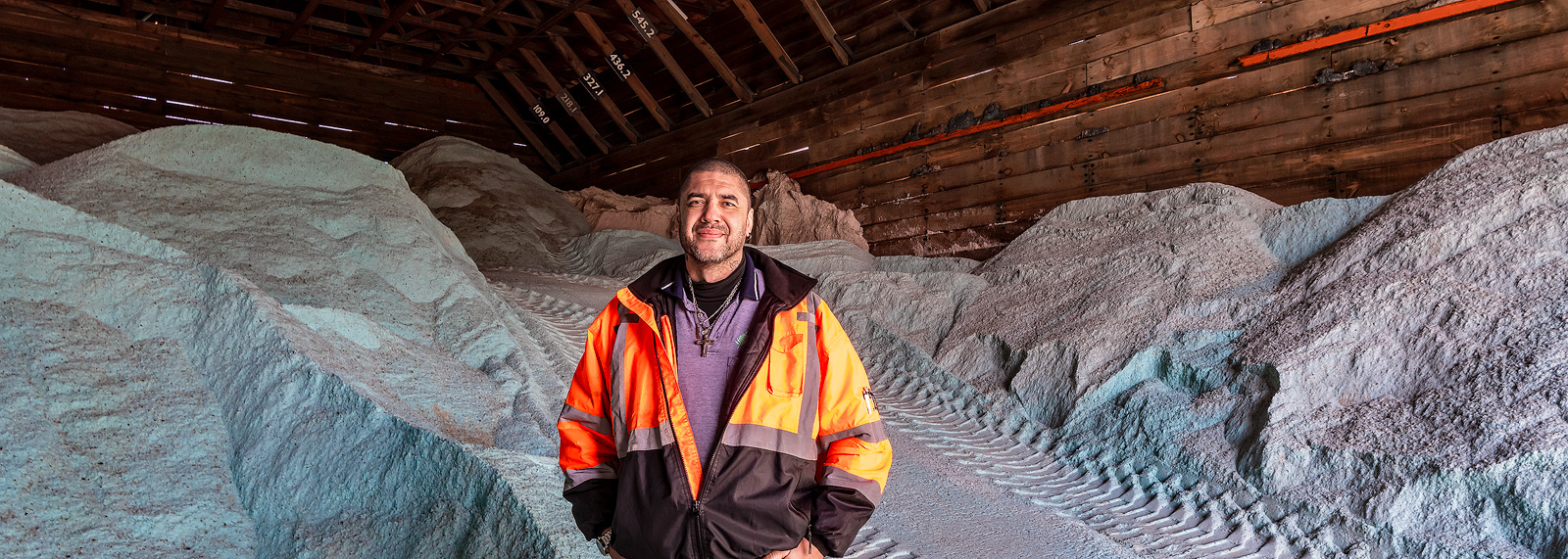 Carlos Kennedy, Ferndale's director of Public Works, in a salt warehouse