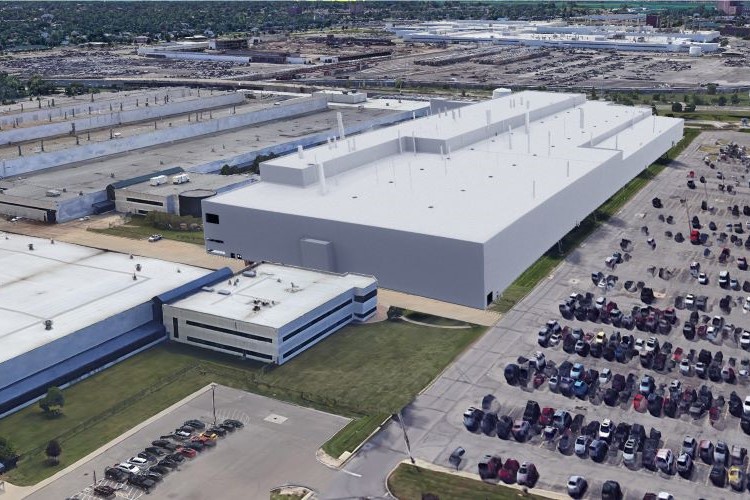 This rendering shows FCA's vision for a new Detroit factory on the Mack Engine Complex site.