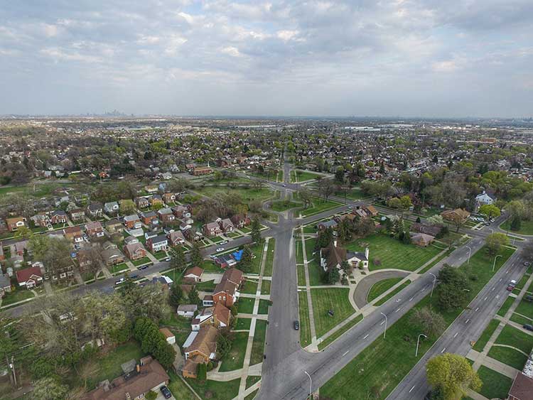  A view of Littlefield from above. The street used to be an airplane runway. Courtesy Nadir Ali