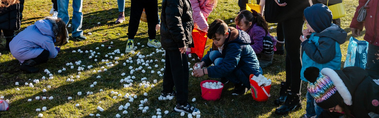 A sensory-friendly marshmallow drop at Nankin Mills Interpretive Center in Westland. After marshmallows are dropped from a fire truck ladder, children can turn them in for prizes.