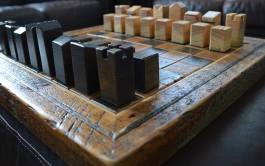 Reclaimed wood chess set