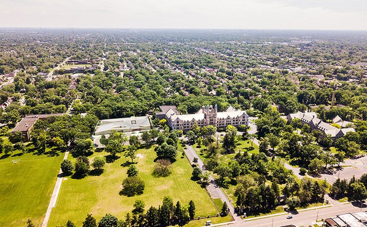 A rendering of the early childhood education center, which is part of a larger P-20, or "cradle-to-career" educational campus on the site of the soon-to-be closed Marygrove College.
