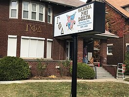 Gamma Phi Delta had new landscaping and a new pole sign.