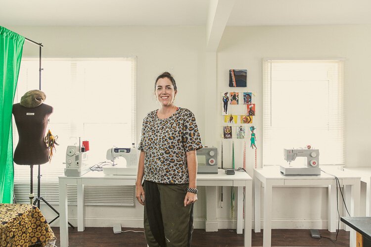 Sarah Mark in the NAS sewing studio.