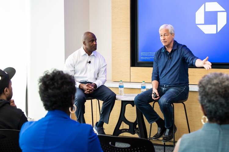 JPMorgan Chase chairman & CEO Jamie Dimon speaks in Corktown on Thursday, Aug. 5.