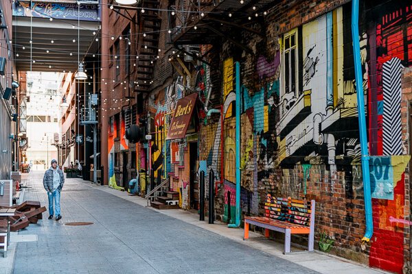 The Belt, an activated alley in downtown Detroit.
