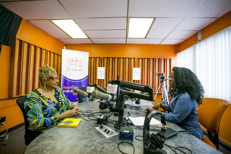 Robin Kinnie (right) with Brenda Perryman at the Motor City Woman Studios.