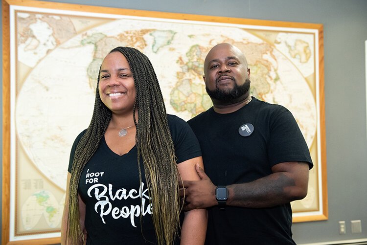 Gerrard and Racheal Allen at the renovation site of Centric Place in Farmington Hills.