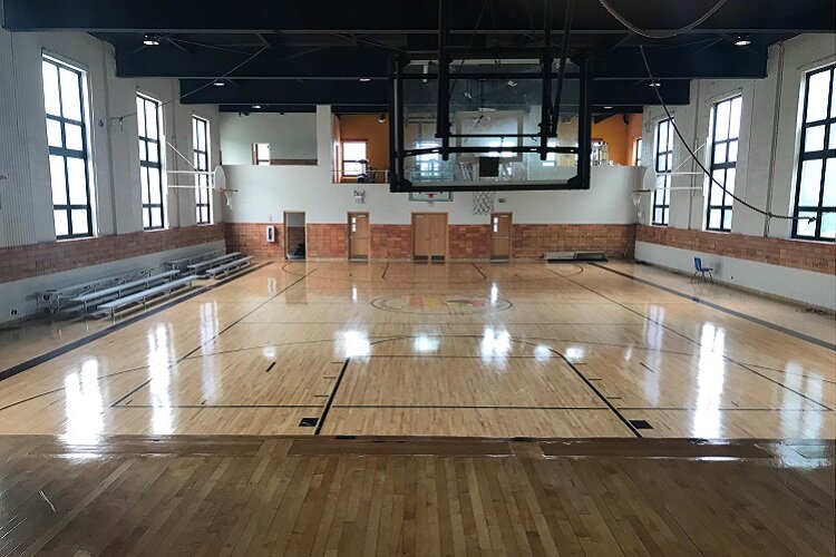 The Brighter Detroit gym floor after renovations.