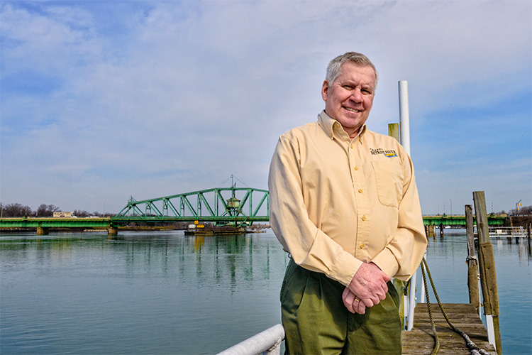 Bob Burns at the Detroit River.