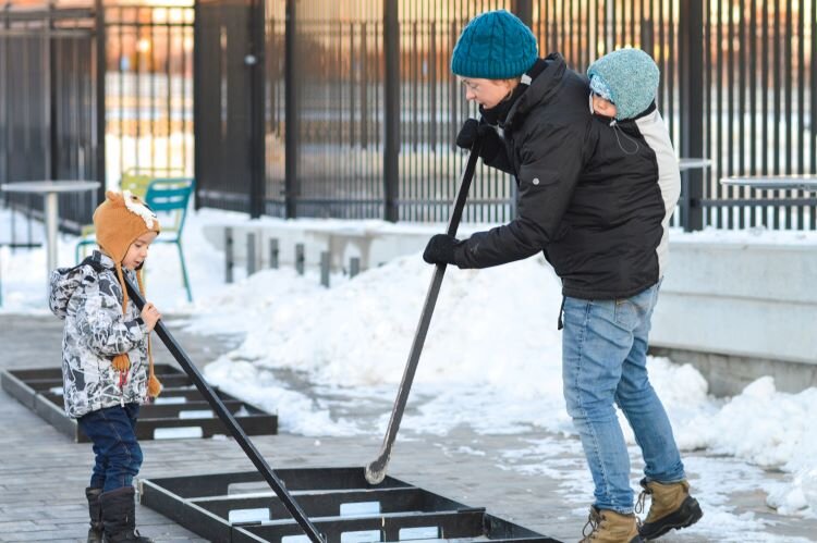 Box Hockey is a popular family activity.