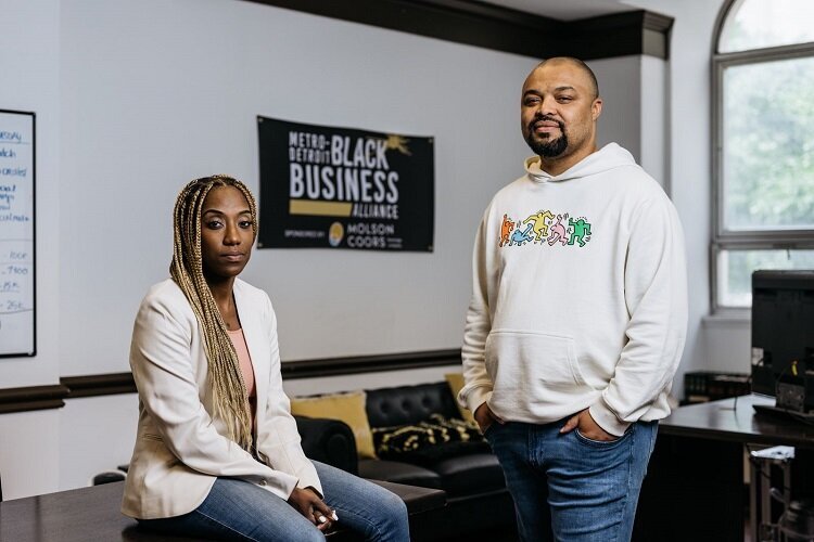 Charity Dean (left) and Kai Bowman, co-founders of the Metro Detroit Black Business Alliance, one of two “Community Champions” for the new Verizon Small Business Digital Ready platform.
