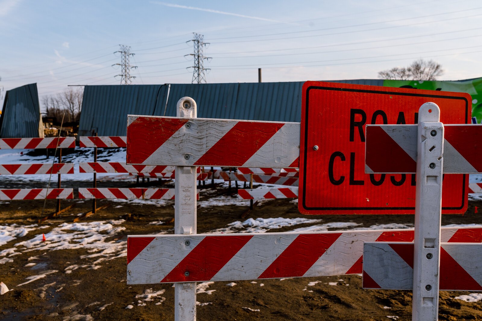 Construction barricades stand near the site of a former marijuana dispensary in Delray.