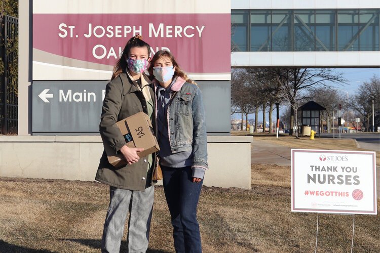 Cassidy and Kelsey Tucker, the sister team behind Deviate, designed two mask prototypes and delivered them to St. Joseph Mercy Oakland Hospital on Sunday, March 22.