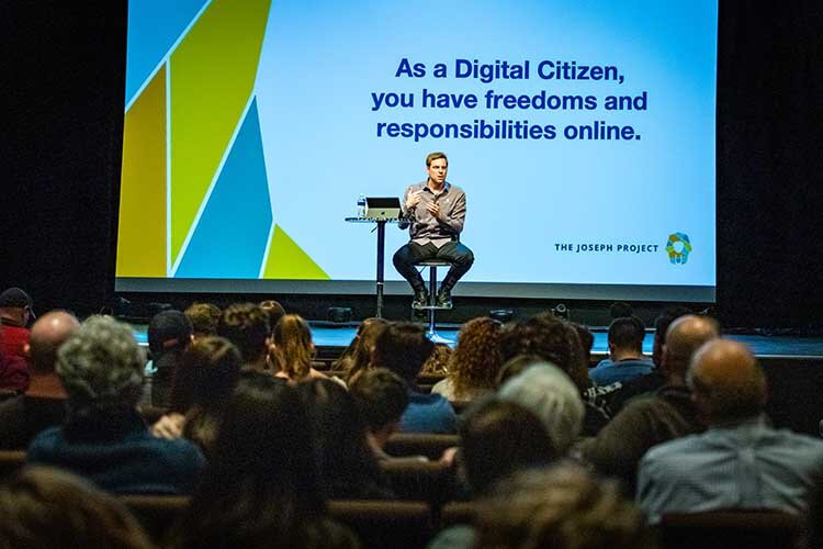 Nate Knapper presents The Joseph Project's Digital Citizenship initiative at Bridgewood Church in Clarkston earlier this year.