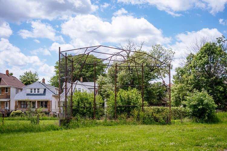 An out-out-of-use baseball fence at Dingeman Park.