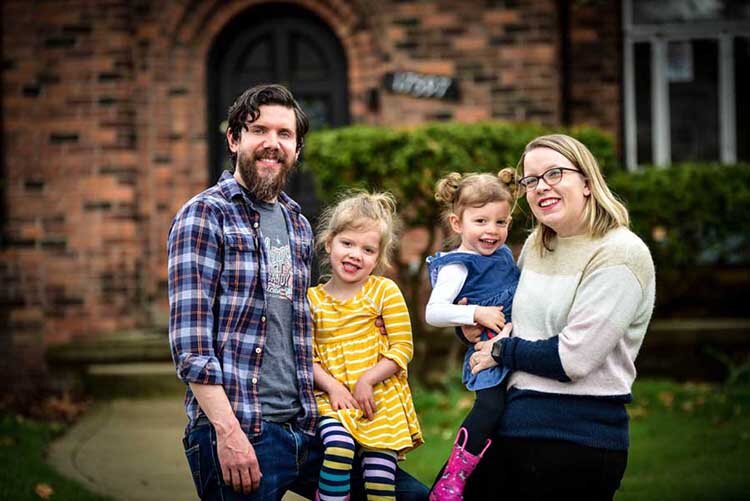 Nathan and Amber Hunt with their daughters Magnolia and Penelope.