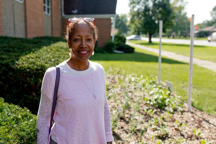 Erma Leaphart at Grace Church of Nazarene rain garden. Photo by Nick Hagen.