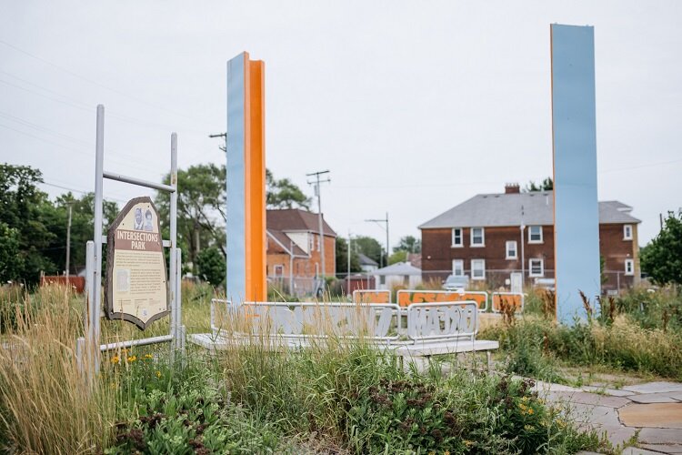 Intersections Park was built to honor Martin Luther King Jr. and Rosa Parks.