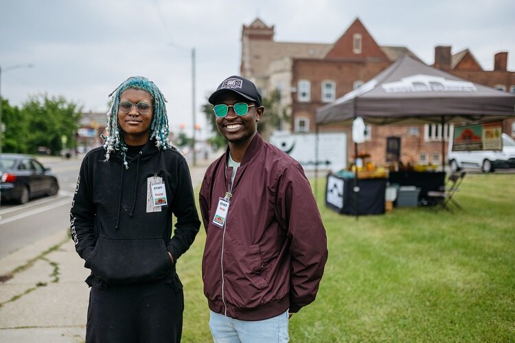 Woodbridge Farm Stand workers Nazar (left) and Serge (right).