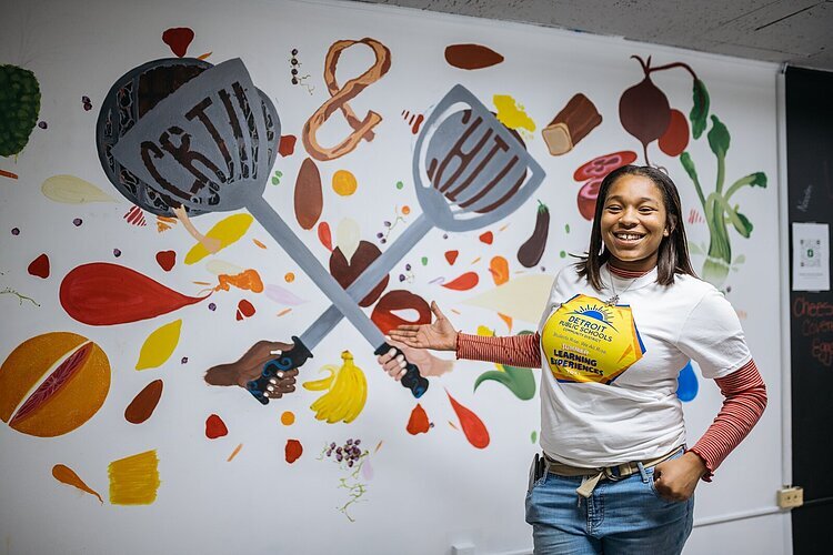Carrianna Geter created this mural for the Eastside Community Network's Grill and Chill Kitchen at The Vault in 2022. The Eastside Community Network is one of 32 BIPOC-serving nonprofits to share in $23.7M in funding from Enterprise.