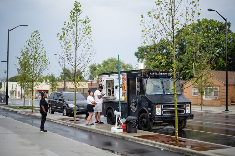 The new streetscaping on E. Warren Ave. is nearly complete.