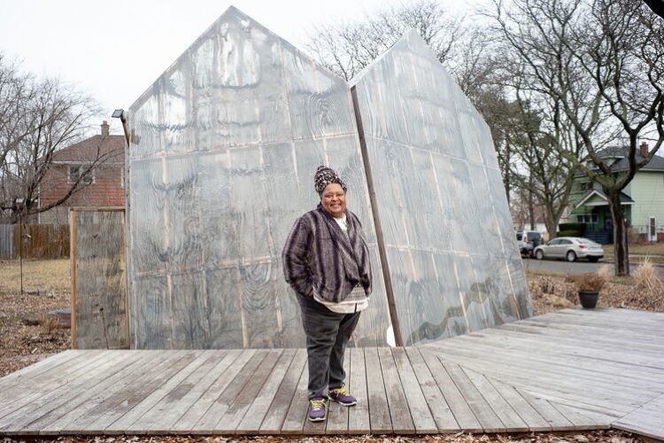 Tammy Black photographed inside the Greenhouse at Community Empowerment Garden.