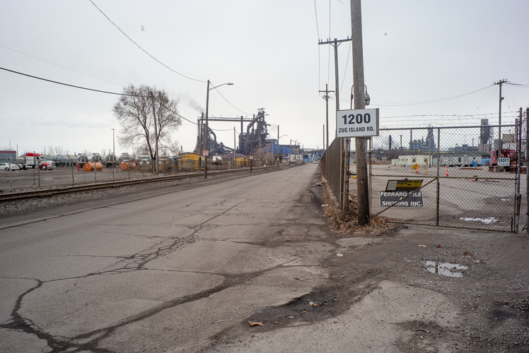 A road leading to Zug Island from Delray.