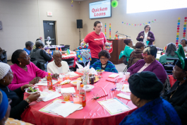Quicken Loans provide volunteers to the monthly Salvation army gathering.