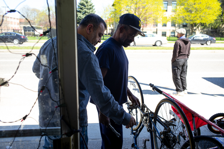 A sunny day at Livernois Bike Shop.